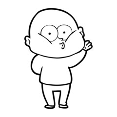 cartoon bald man staring