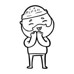 cartoon happy bearded man