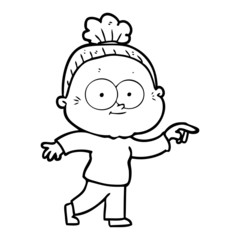 Obraz premium cartoon happy old woman