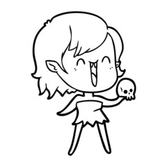 cute cartoon happy vampire girl