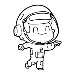 happy cartoon astronaut man