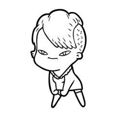 cute cartoon girl with hipster haircut