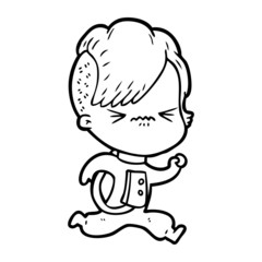 cartoon annoyed hipster girl wearing space suit