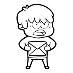 Obraz premium worried cartoon boy