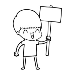 happy cartoon boy