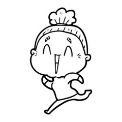 cartoon happy old lady