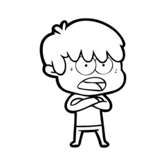 worried cartoon boy