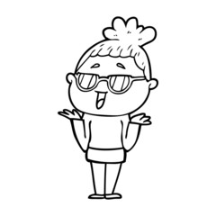 cartoon happy woman wearing spectacles