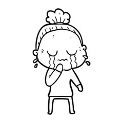 Fototapeta premium cartoon old woman crying