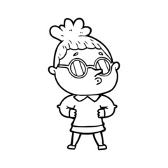 cartoon woman wearing glasses