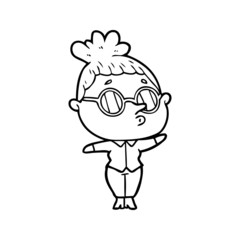cartoon woman wearing glasses