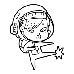 cartoon astronaut woman