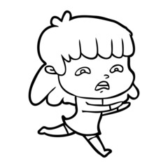 cartoon worried woman