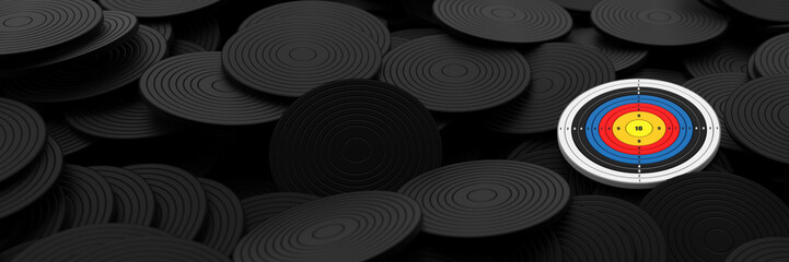 Infinite targets on a plane, business and challenge theme, original 3d rendering