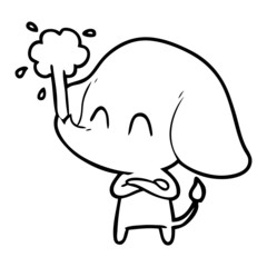 cute cartoon elephant spouting water