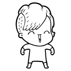 Obraz premium cartoon happy hipster girl