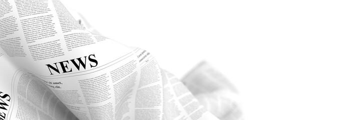 Abstract newspaper in a fluid shape, 3d rendering