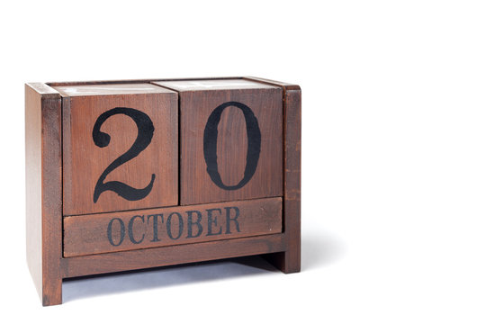 Wooden Perpetual Calendar set to October 20th