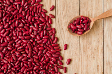 Red bean on a wooden table