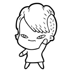 cute cartoon girl with hipster haircut