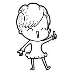 cartoon happy hipster girl