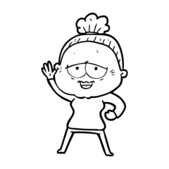 cartoon happy old lady