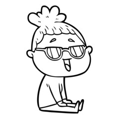 cartoon happy woman wearing spectacles