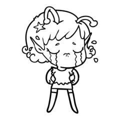 cartoon crying alien girl