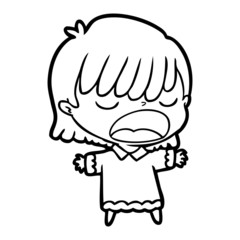 Obraz premium cartoon woman talking loudly