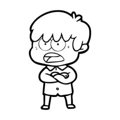 worried cartoon boy