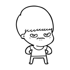 annoyed cartoon boy