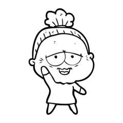 cartoon happy old lady
