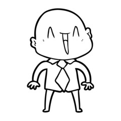 happy cartoon bald man