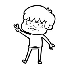 Obraz premium annoyed cartoon boy