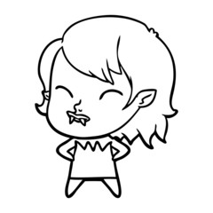 cartoon vampire girl with blood on cheek