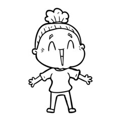 cartoon happy old lady