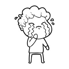 Obraz premium cartoon man crying