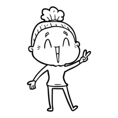 cartoon happy old lady