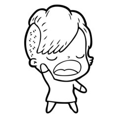 cartoon cool hipster girl talking