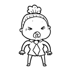 cartoon angry old woman