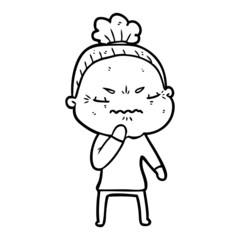 cartoon annoyed old lady