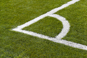 Angular marking of a football field.
