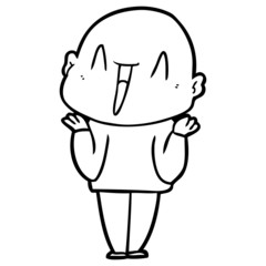 happy cartoon bald man