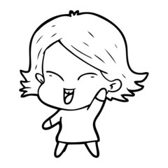 happy cartoon girl