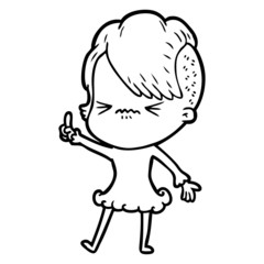 cartoon annoyed hipster girl