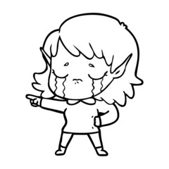 cartoon crying elf girl