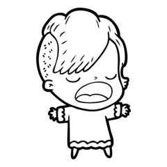 cartoon cool hipster girl talking