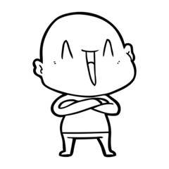 happy cartoon bald man