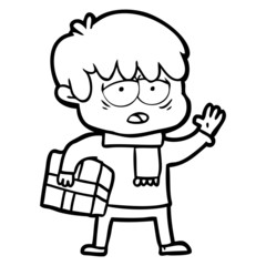 Obraz premium cartoon exhausted boy