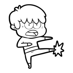 worried cartoon boy